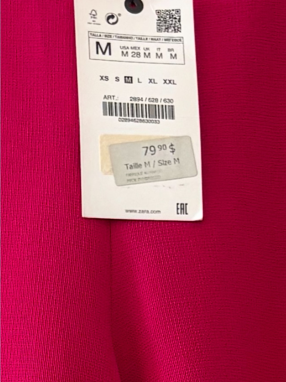 Zara Hot Pink Midi Skirt/Dress - M